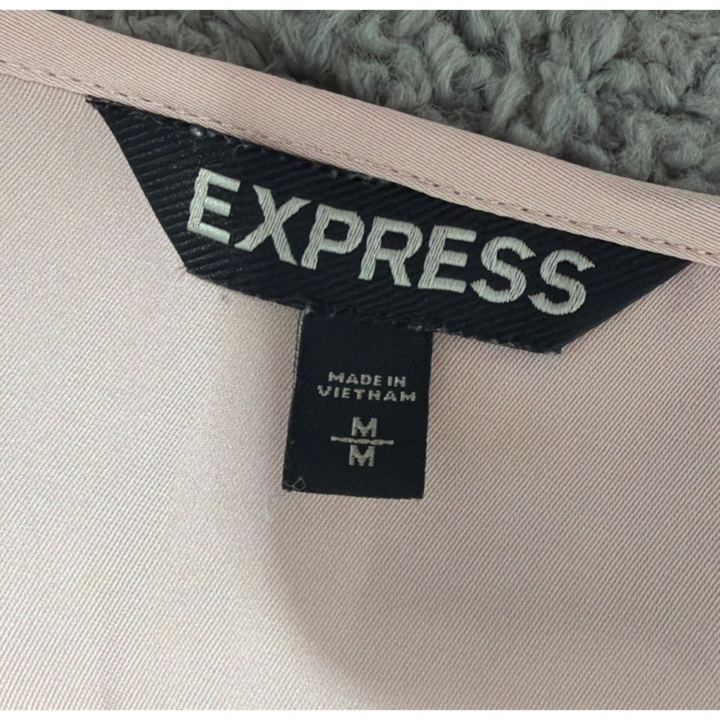 Express women sz M Semi Sheer Blouse Light Pink long sleeve top
