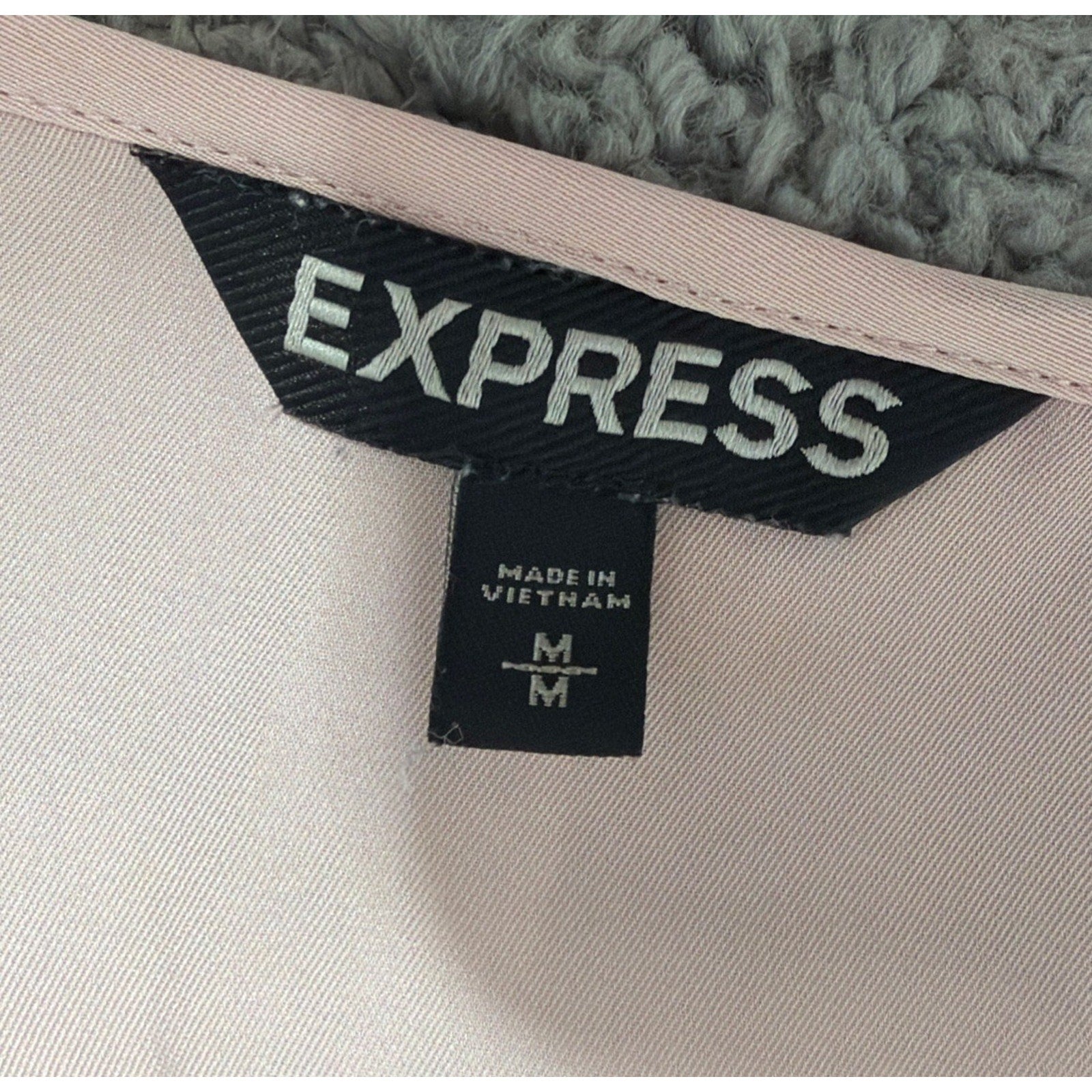 Express women sz M Semi Sheer Blouse Light Pink long sleeve top