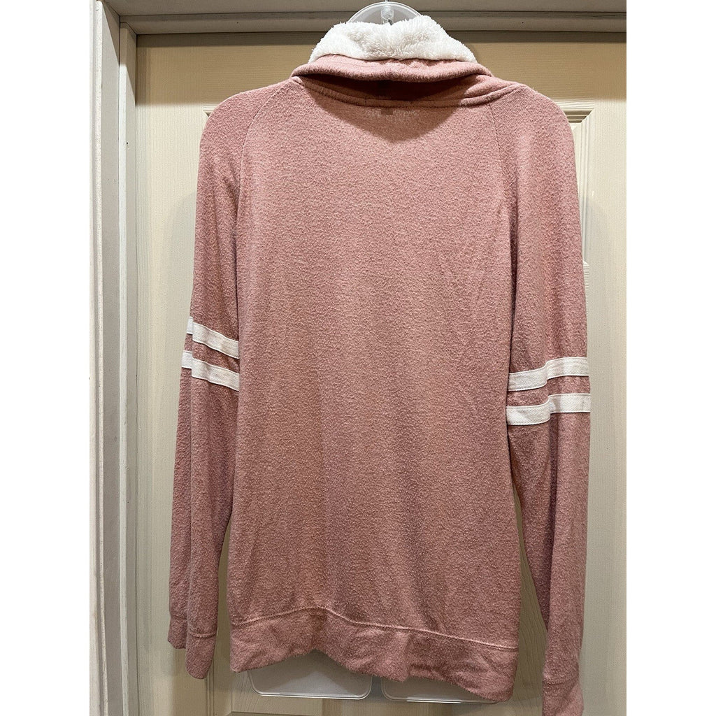 Ambiance Blush Pink Long Sleeve Mock Knit Sweatshirt Women's Size Medium Pocke