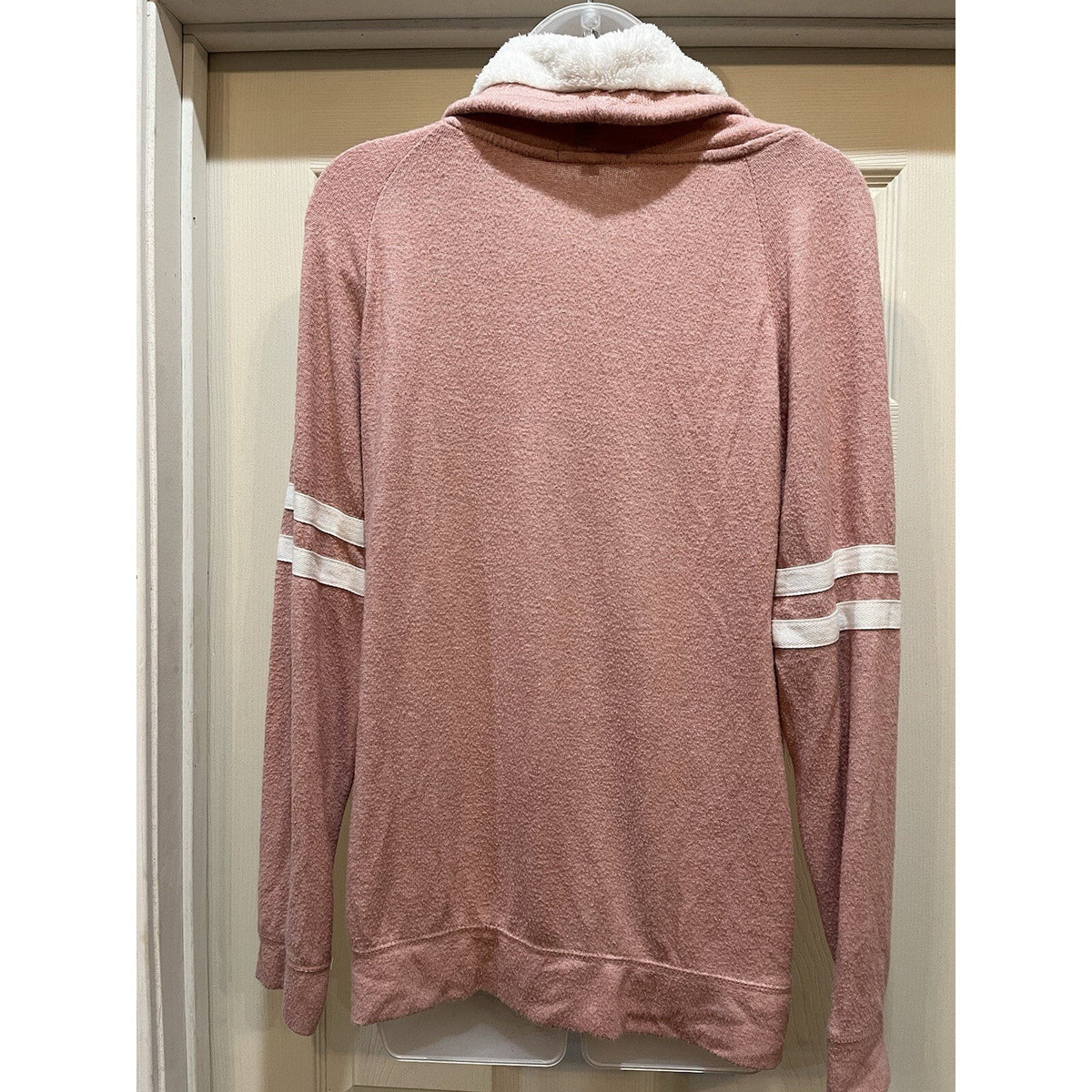 Ambiance Blush Pink Long Sleeve Mock Knit Sweatshirt Women's Size Medium Pocke