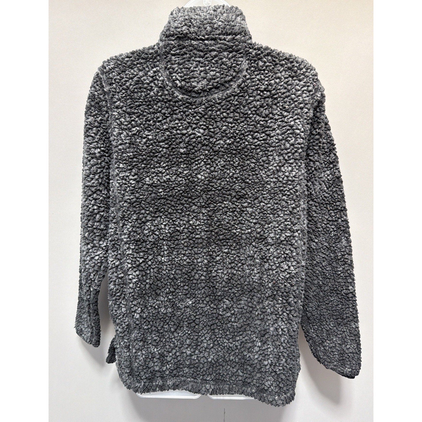 Katydid Black Grey Oversized Thick Sherpa Fleece Jacket 1/4 Zip Pullover Small