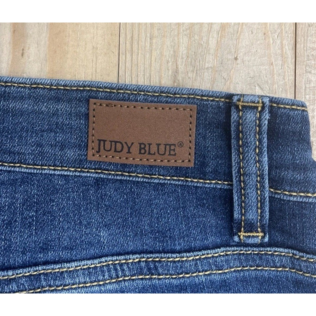 Judy Blue Jeans Womens Sz 5/27 Blue Skinny Fit Capri Mid Rise Distressed