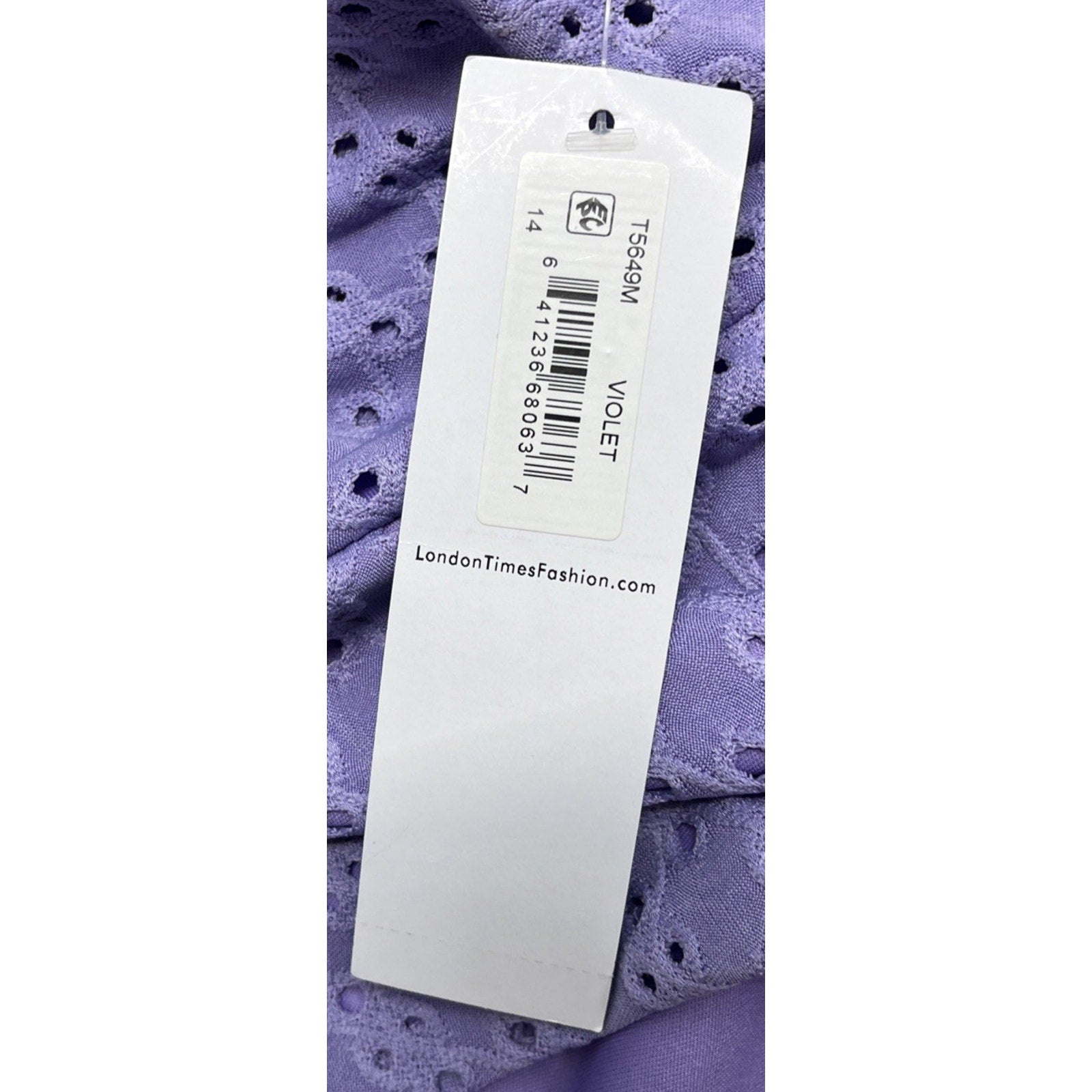 NWT London Times Women's Lined Short Sleeve Ruffle Wrap Dress, Violet Tulip 14