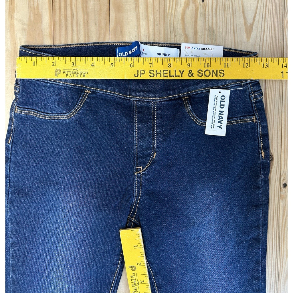 Old Navy Girl Sz 10/12 Denim Skinny Blue Jeans Adjustable Waist Pull On NWT.