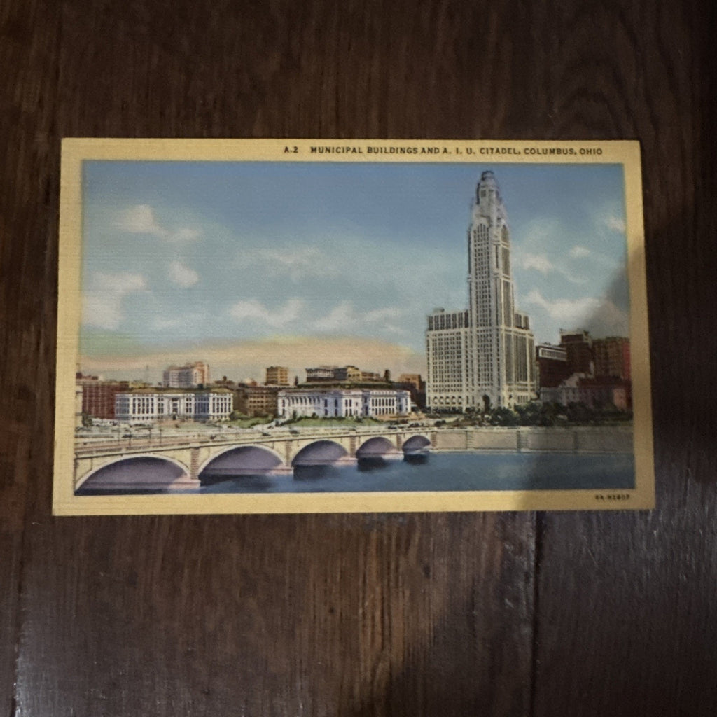 1936 postcard- Municipal Bldgs, Citadel, Columbus, Ohio