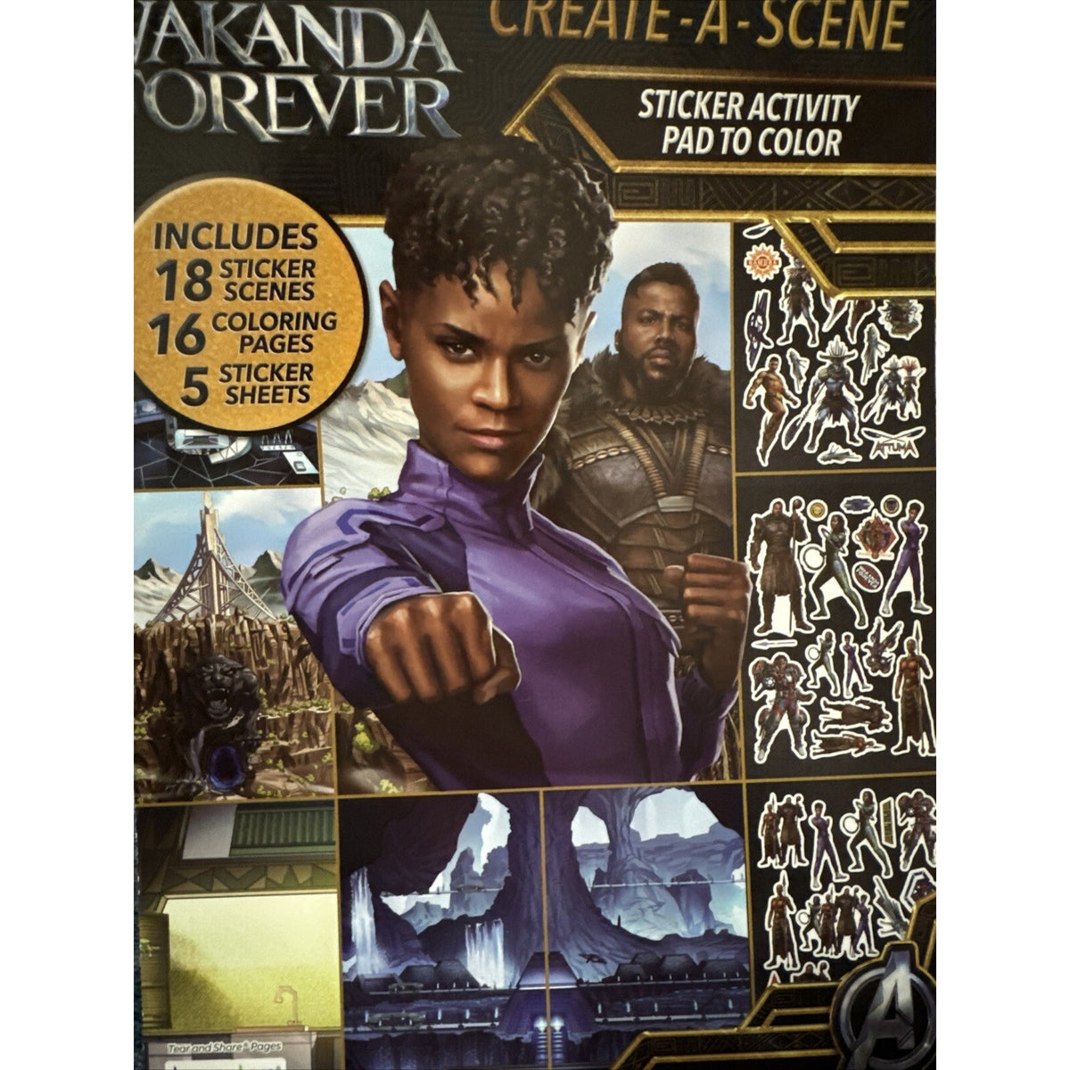 Black Panther Wakanda Forever Create-A-Scene Sticker Pad Marvel Bendon 2022
