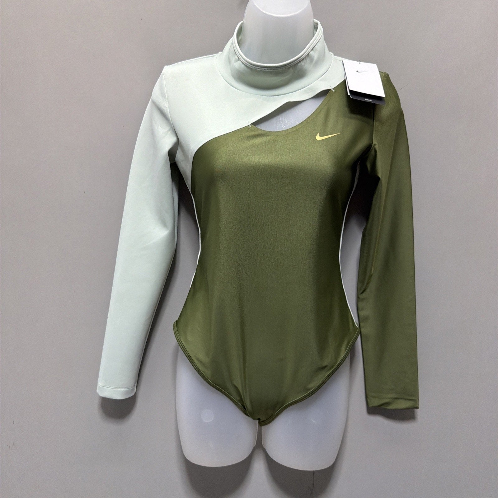 Nike Serena Williams Tennis Long Sleeve Bodysuit Olive Women's Size S DJ1144-326