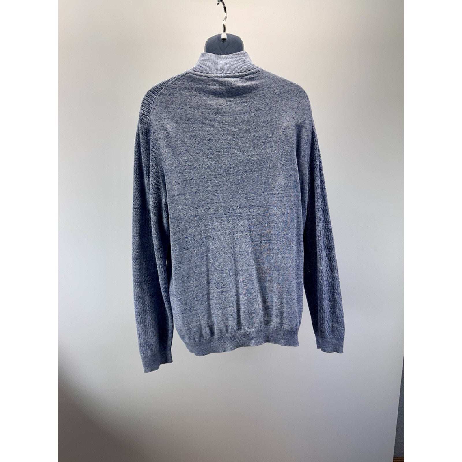 TASSO ELBA 1/4 zip Pullover Knit Sweater Zipper Tab Blue Gray Men’s Size XXL