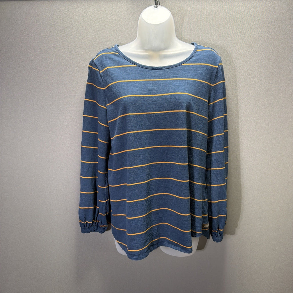 Matilda Jane Womens Size Large Blue/Orange Long Balloon Sleeve Blouse