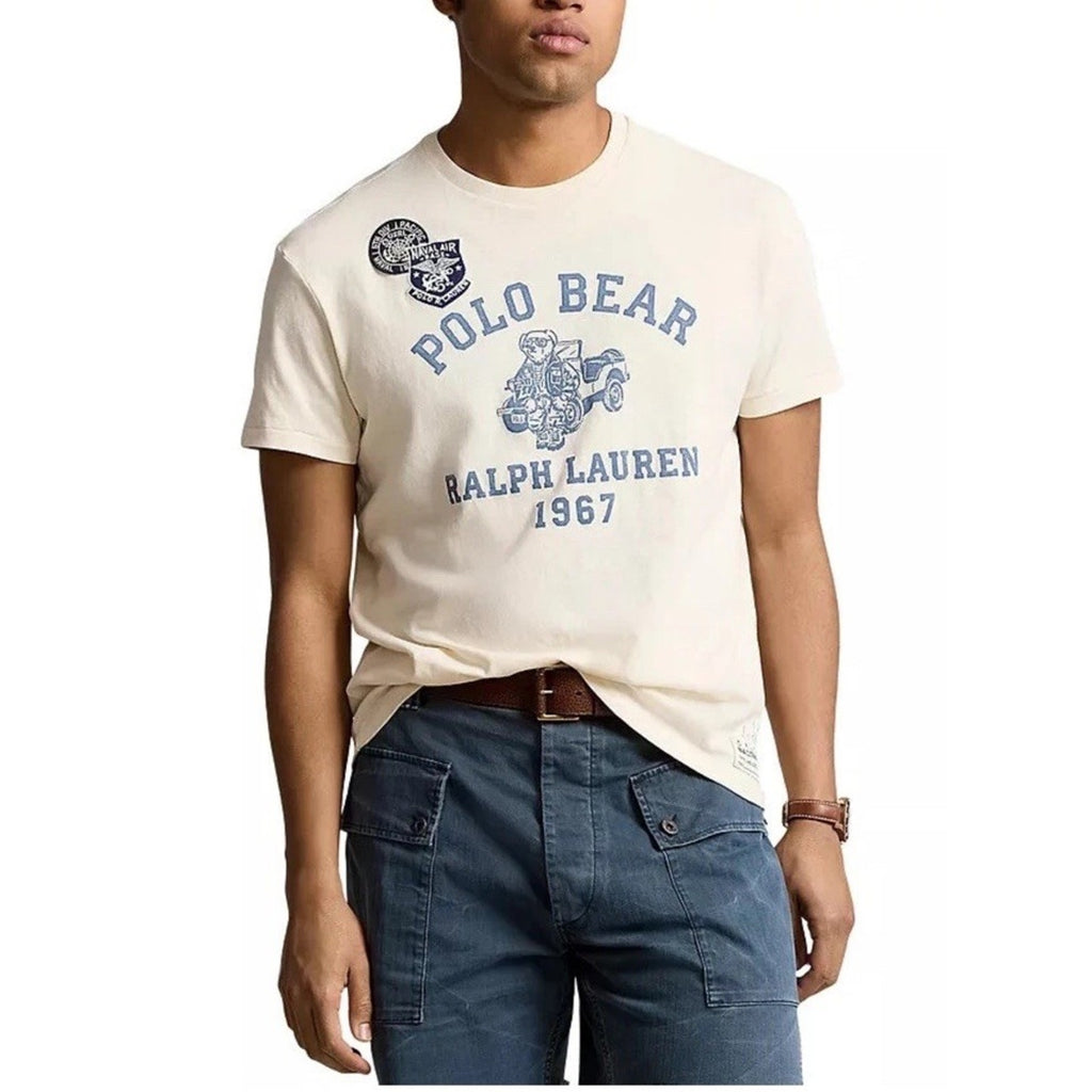Polo Ralph Lauren Men's White Ivory Polo Bear Graphic Crew-Neck T-Shirt XXS New