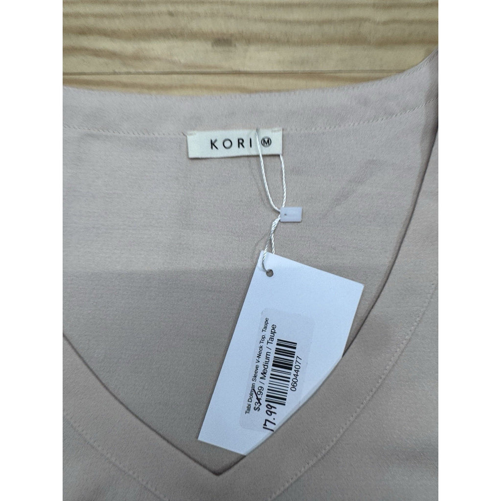 KORI Satin Polyester Blouse Rose Pink Dolman Sleeve Women’s Size Medium NWT