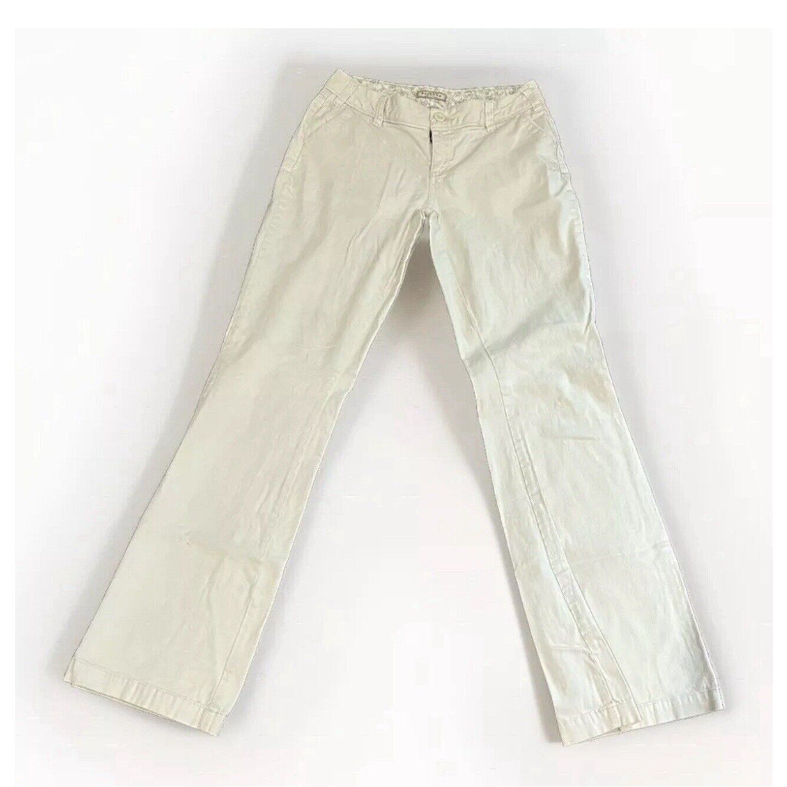 Arizona Women Tan Flat Front Medium Wash Bootcut Pants Size 3L