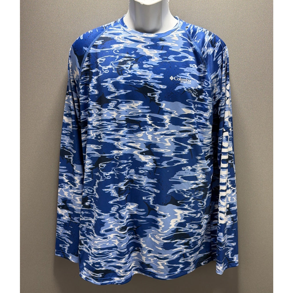 Columbia Men’s M PFG Terminal Tackle Digital Camo Long Sleeve UPF 50 NWOT