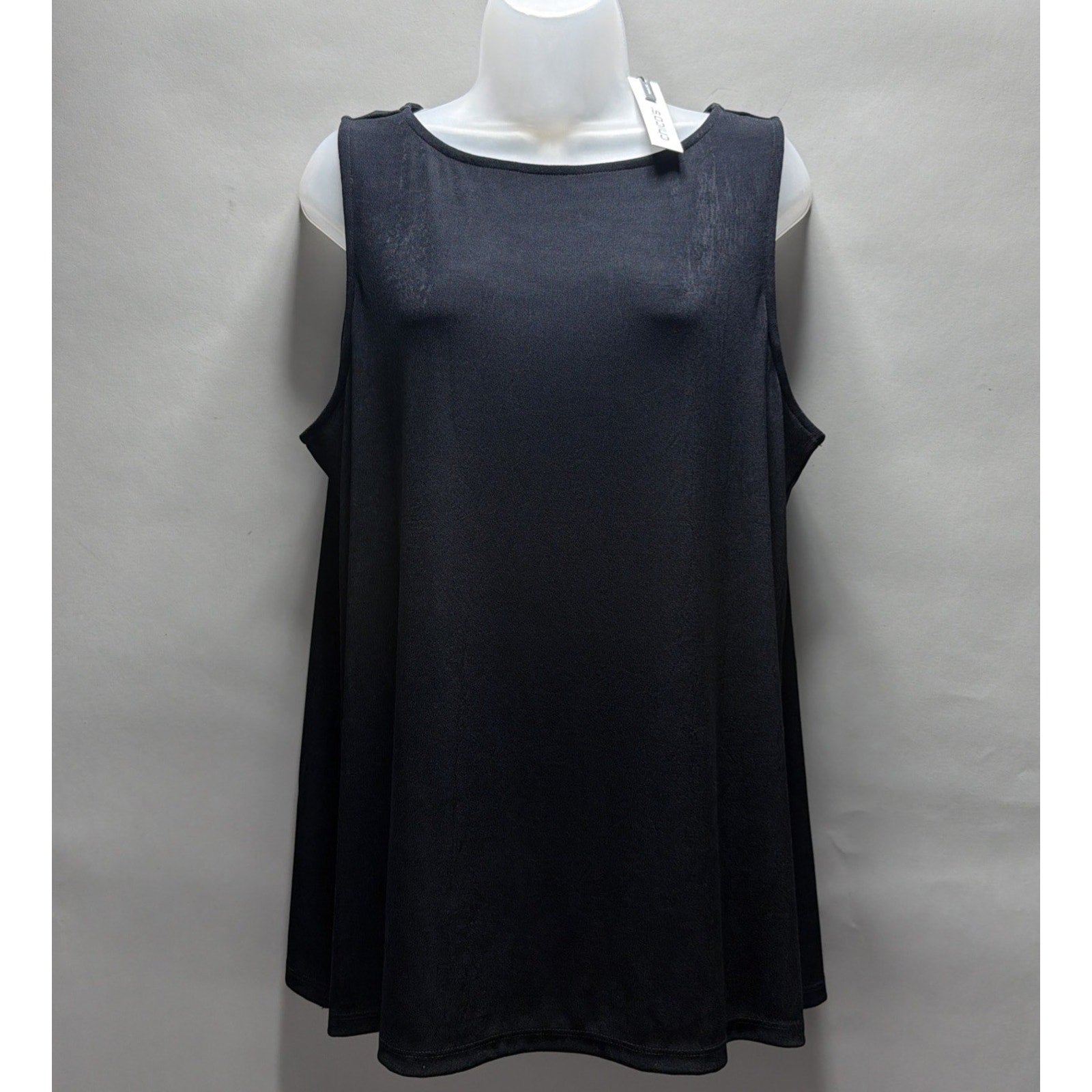 Chico's Travelers Tank NWT Size 3 (XL) Classic Side Slit Black Bateau Neck