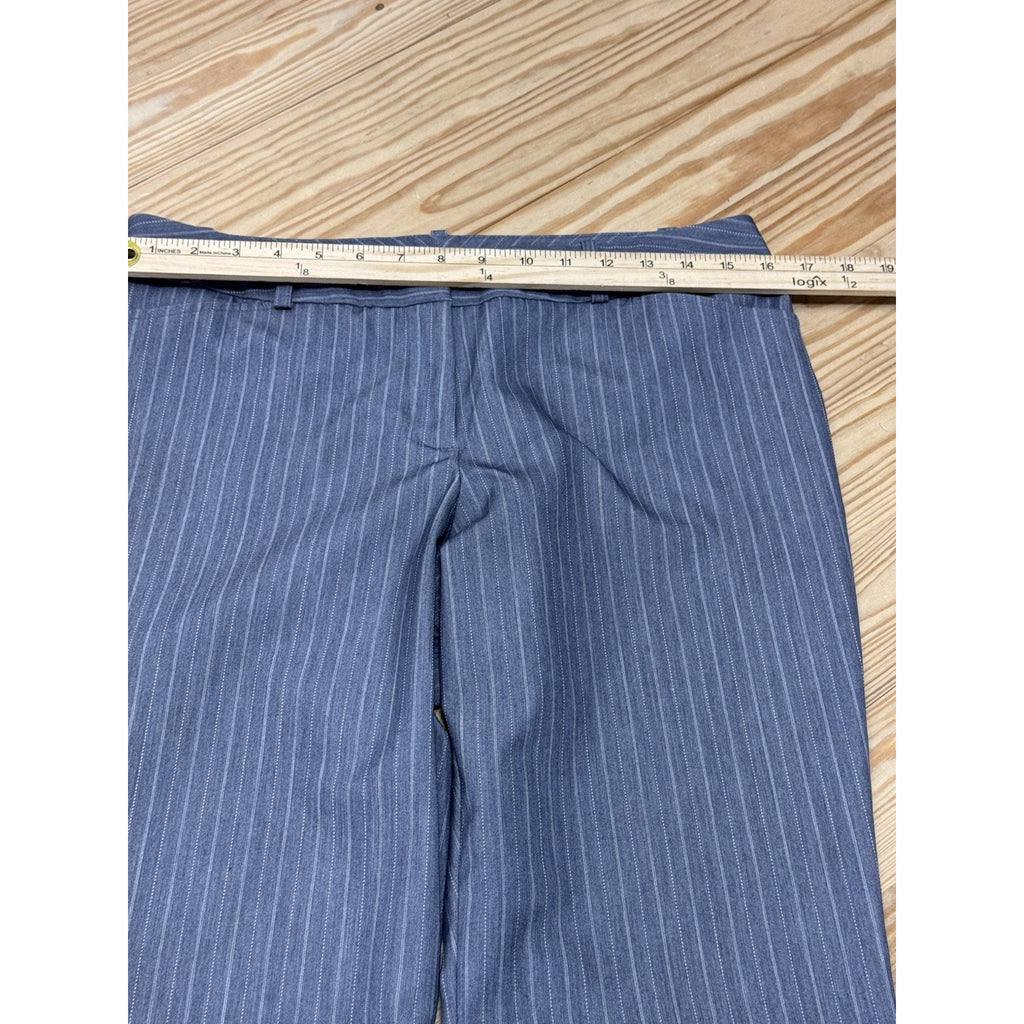 Worthington Modern Fit Wide Leg Pinstripe Dress Pants Womens 8 Gray Poly Blend