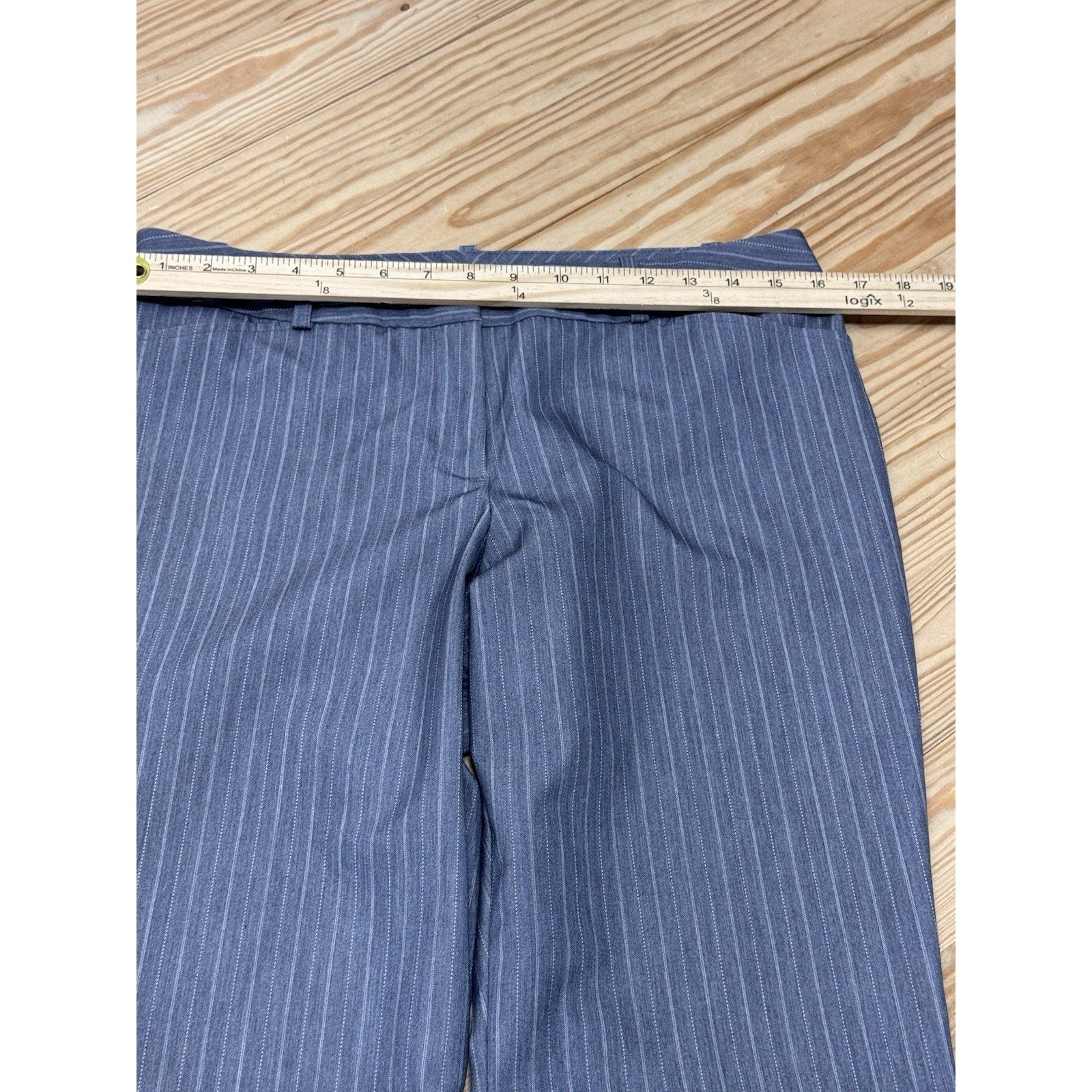 Worthington Modern Fit Wide Leg Pinstripe Dress Pants Womens 8 Gray Poly Blend