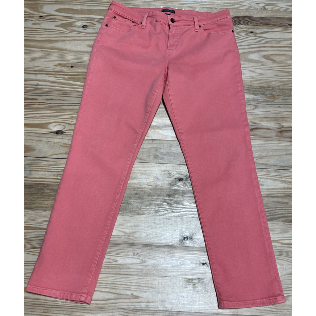 LRL Lauren Jeans Co Womens Jeans Modern Straight Ankle Pink Ralph Lauren Size 14
