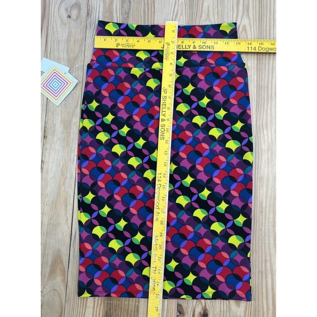 NWT LulaRoe Cassie Skirt Psychedelic Mod Trippy Purple Red Illusion Wiggle XS