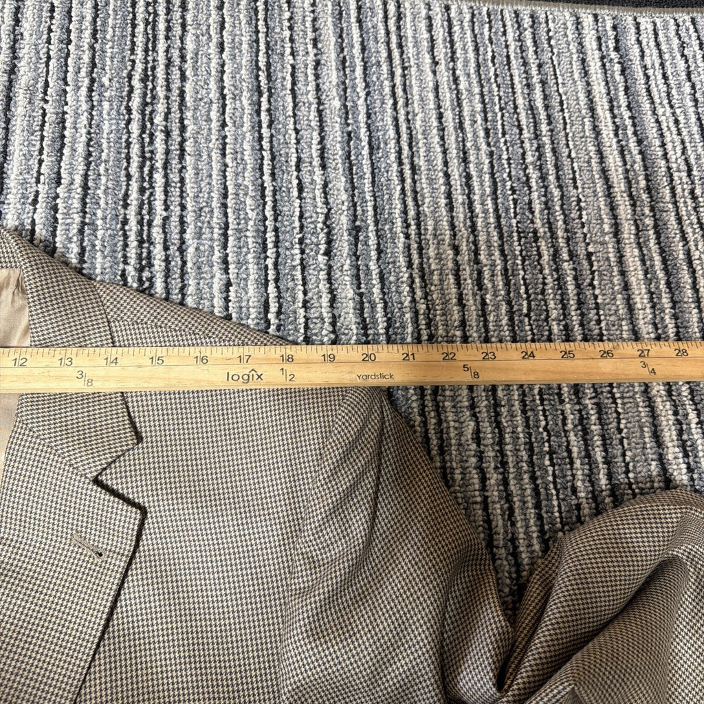 Jos A Bank Brown Houndstooth Mens 43 Lg 100% Wool Sport Coat Suit Jacket Blazer