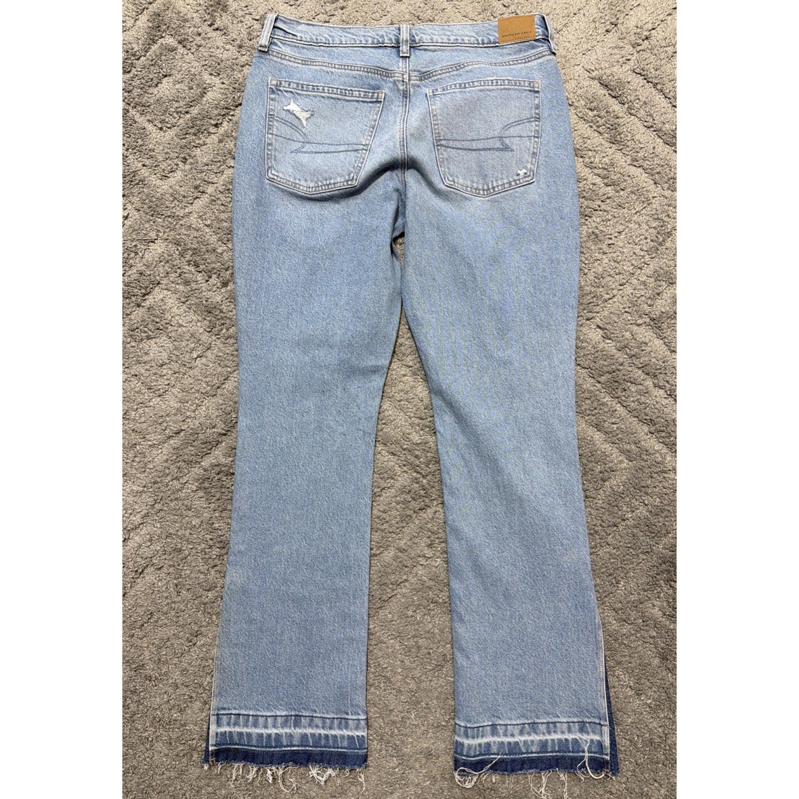American Eagle Jeans Womens 10 90's Low Rise Kick Stretch 2 Tone Flared Bottom
