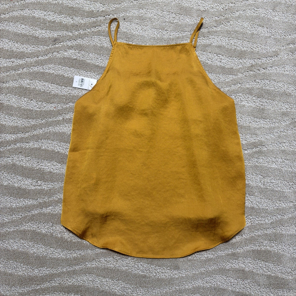 Ann Taylor Loft Spaghetti Strap Satin Tank Top Yellow /Gold Size Small NWT