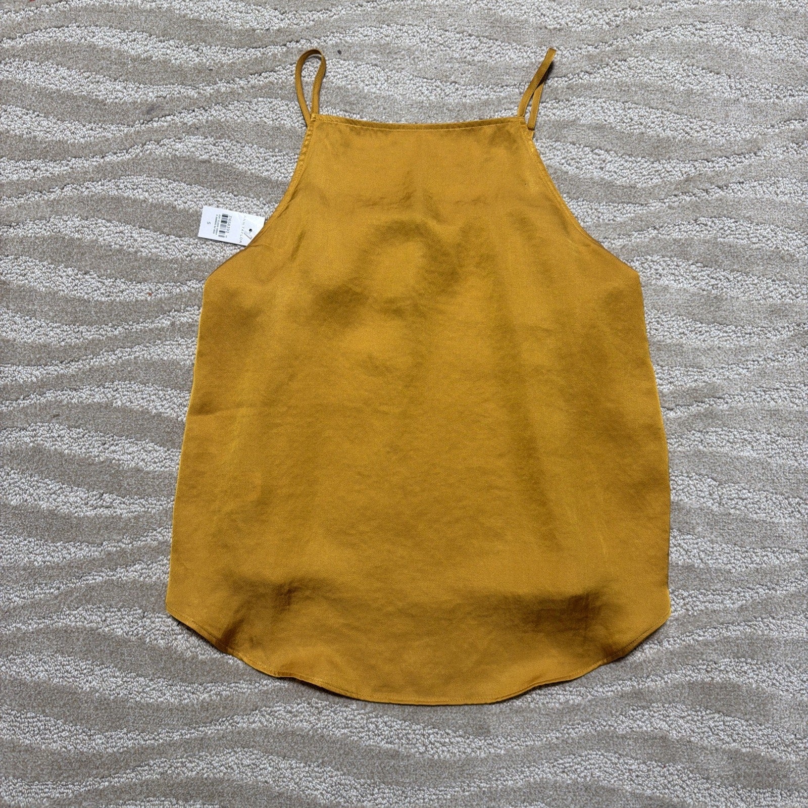 Ann Taylor Loft Spaghetti Strap Satin Tank Top Yellow /Gold Size Small NWT