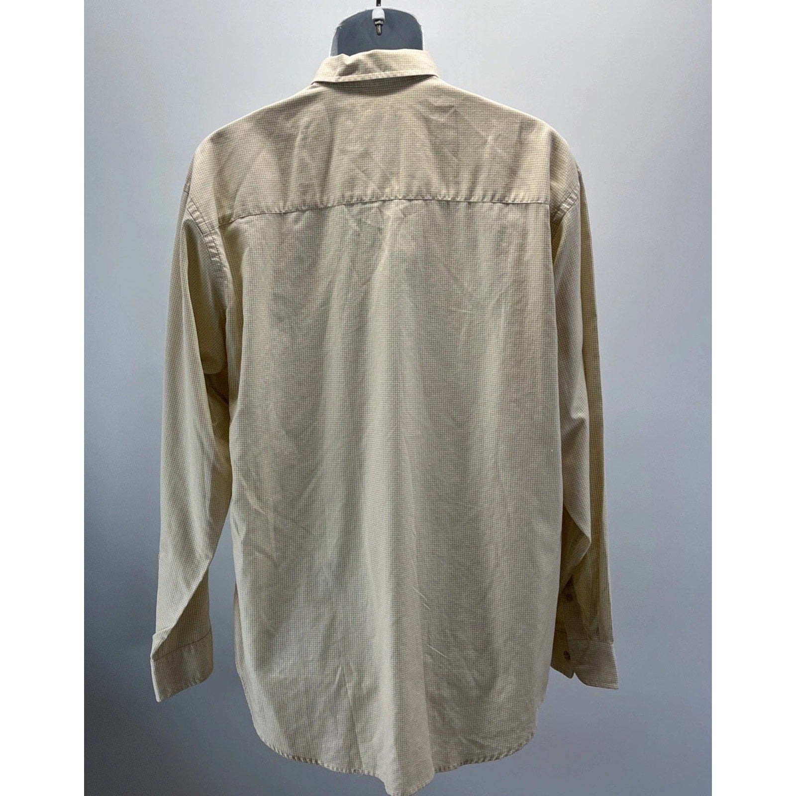 IZOD Shirt Mens L Yellow Check Long Sleeve Button Up Pockets Casual