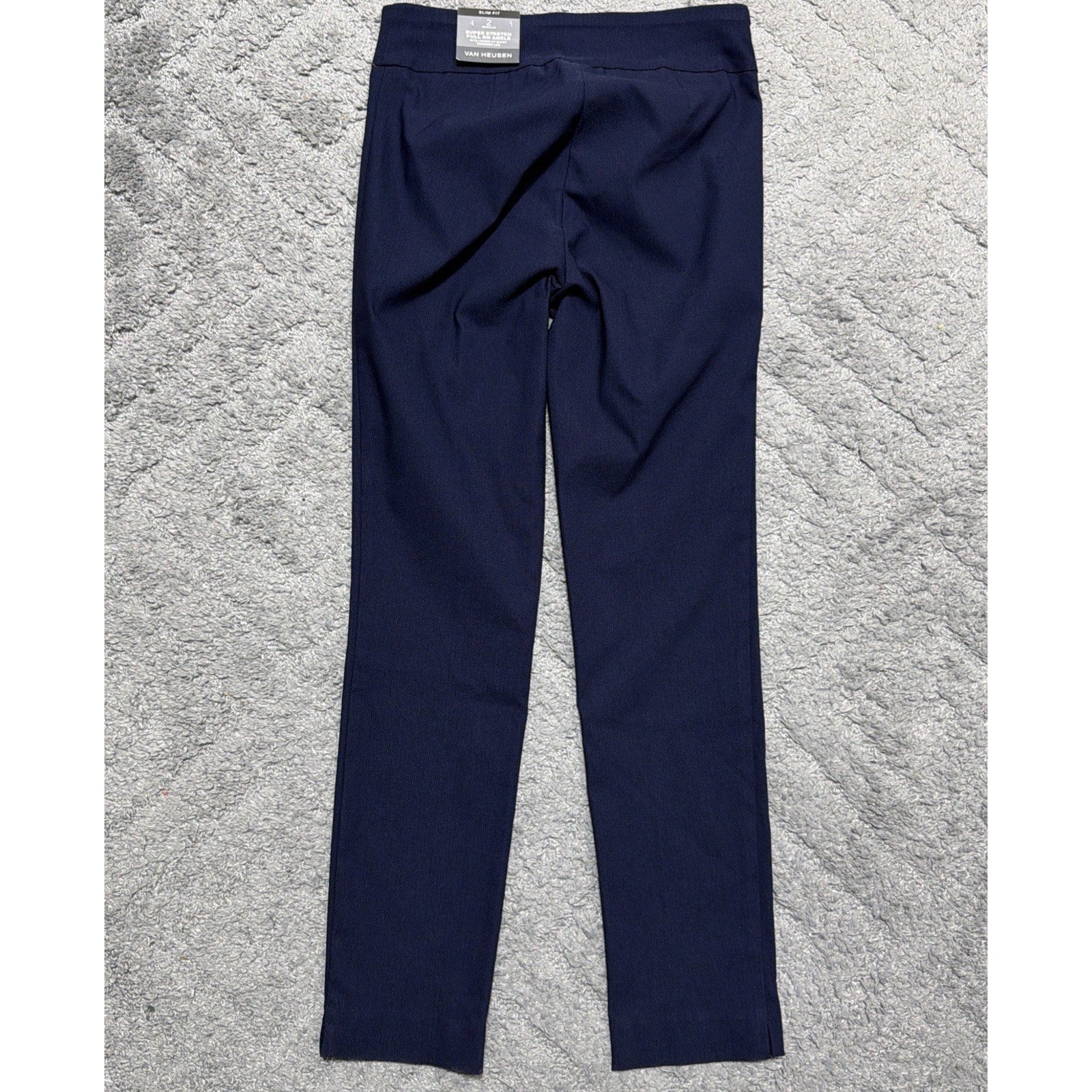 NWT Van Heusen Flex Slim Blue Dress Business Pull On Pants Career Size 2 Reg