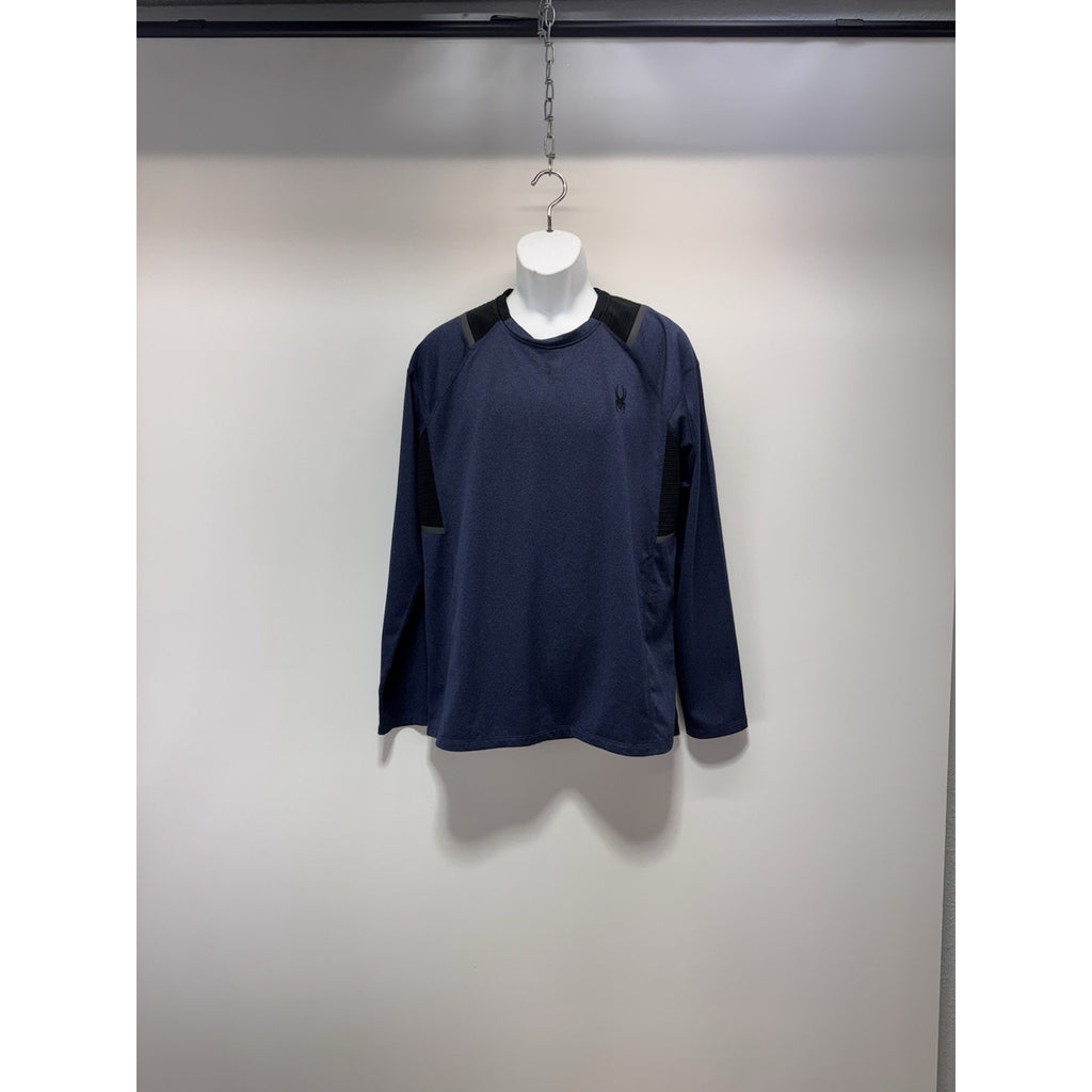 Spyder Active Mens Proweb Long Sleeve Athletic Shirt Blue-Black No Tag Large