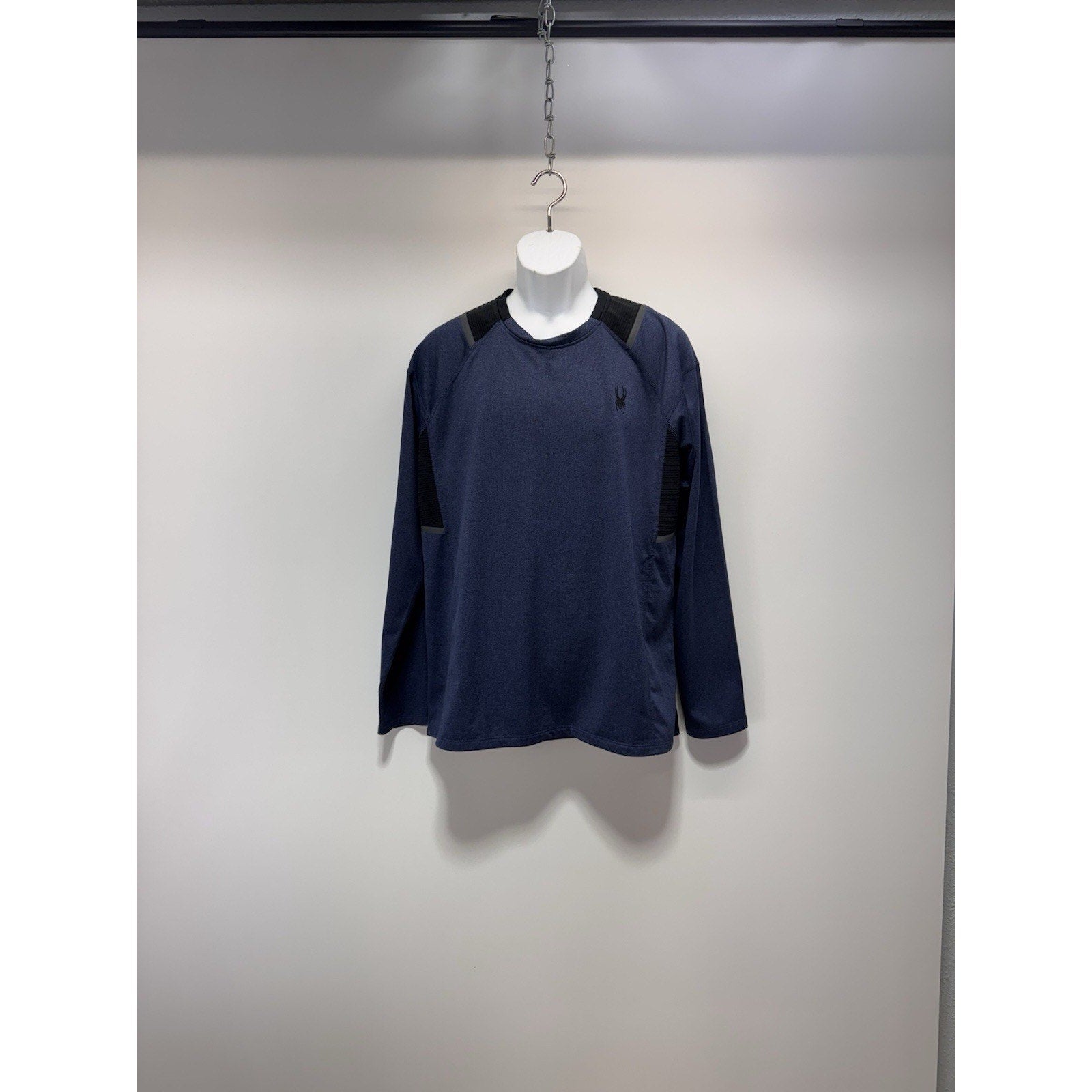 Spyder Active Mens Proweb Long Sleeve Athletic Shirt Blue-Black No Tag Large