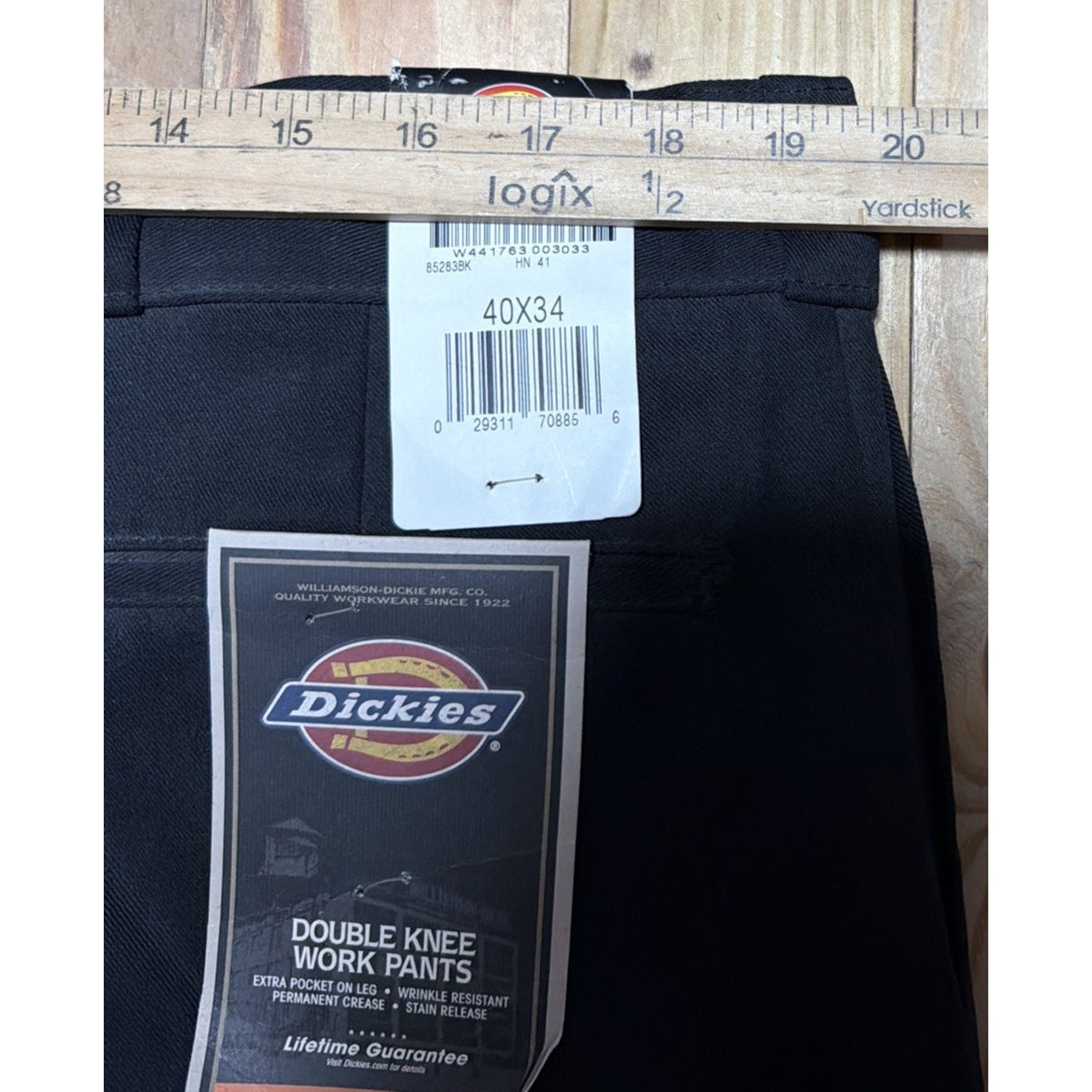 Dickies Loose Fit Double Knee Pants Black Mens Streetwear Skate Workwear 40x34
