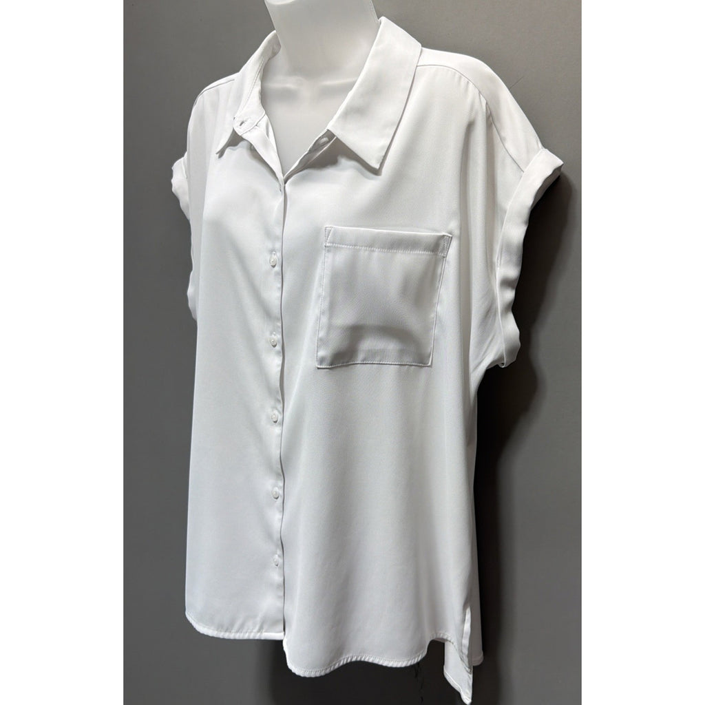 CALVIN KLEIN Georgette Blouse Womens Plus Size 0X Point Sleeve Pullover