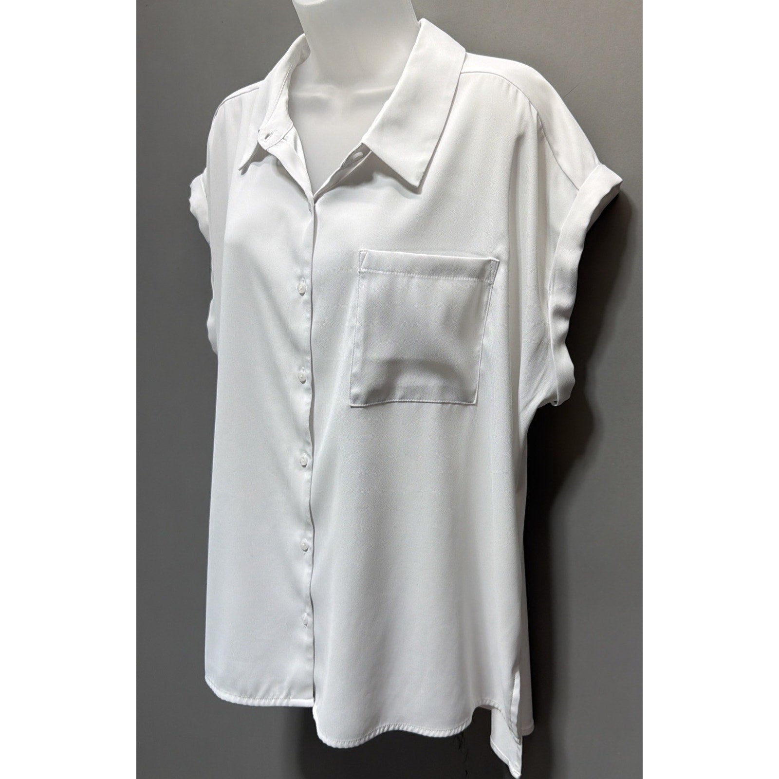 CALVIN KLEIN Georgette Blouse Womens Plus Size 0X Point Sleeve Pullover