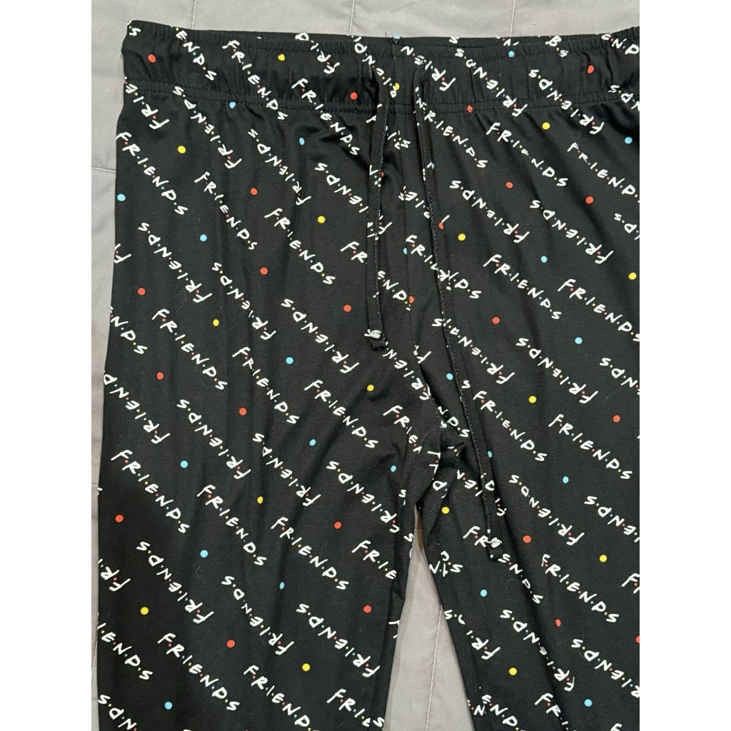 Friends Logo Comfy Lounge Pants Black Drawstring Waist Cotton Women's Size S