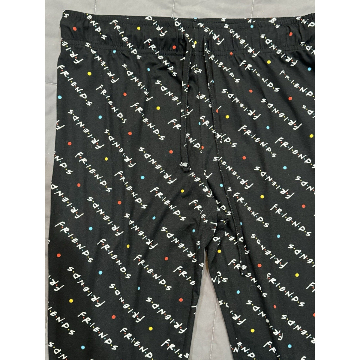 Friends Logo Comfy Lounge Pants Black Drawstring Waist Cotton Women's Size S