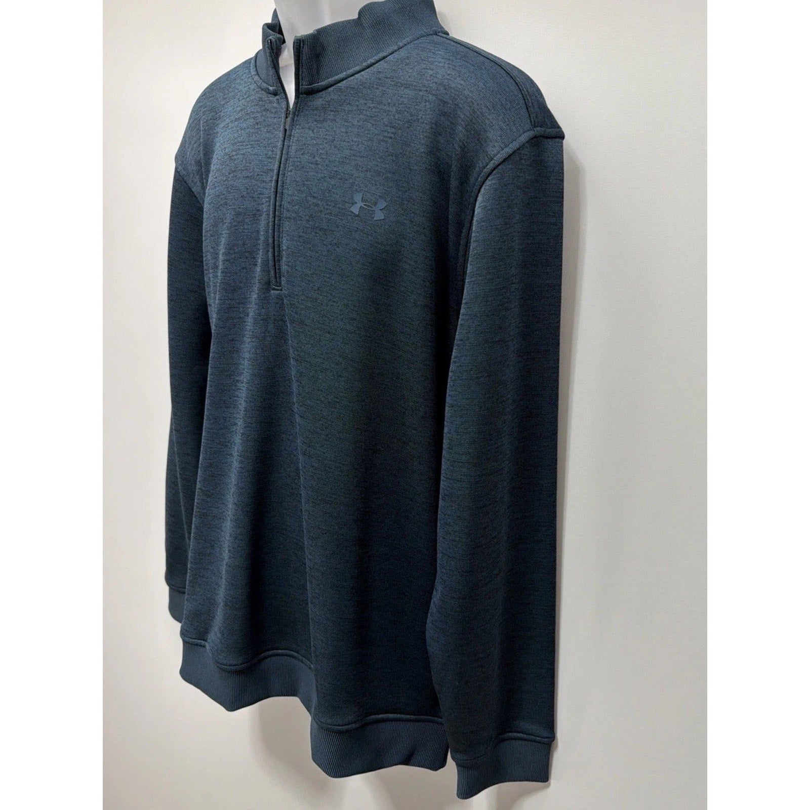 Under Armour Mens 1/4 Zip Sweater Fleece Storm Loose Coldgear Blue 2XL EUC