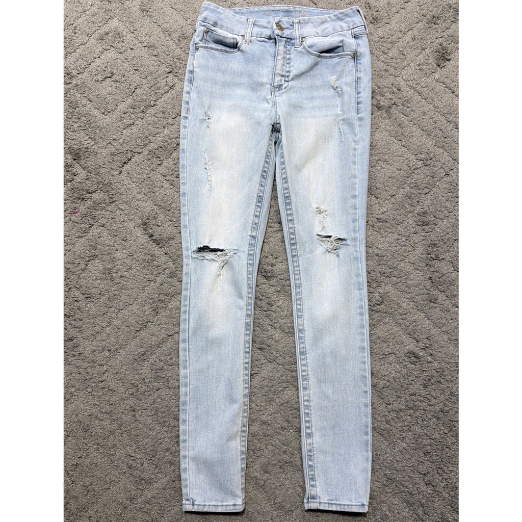 Seven 7 Jeans Womens 6 Blue Tummyless High Rise Skinny Distressed
