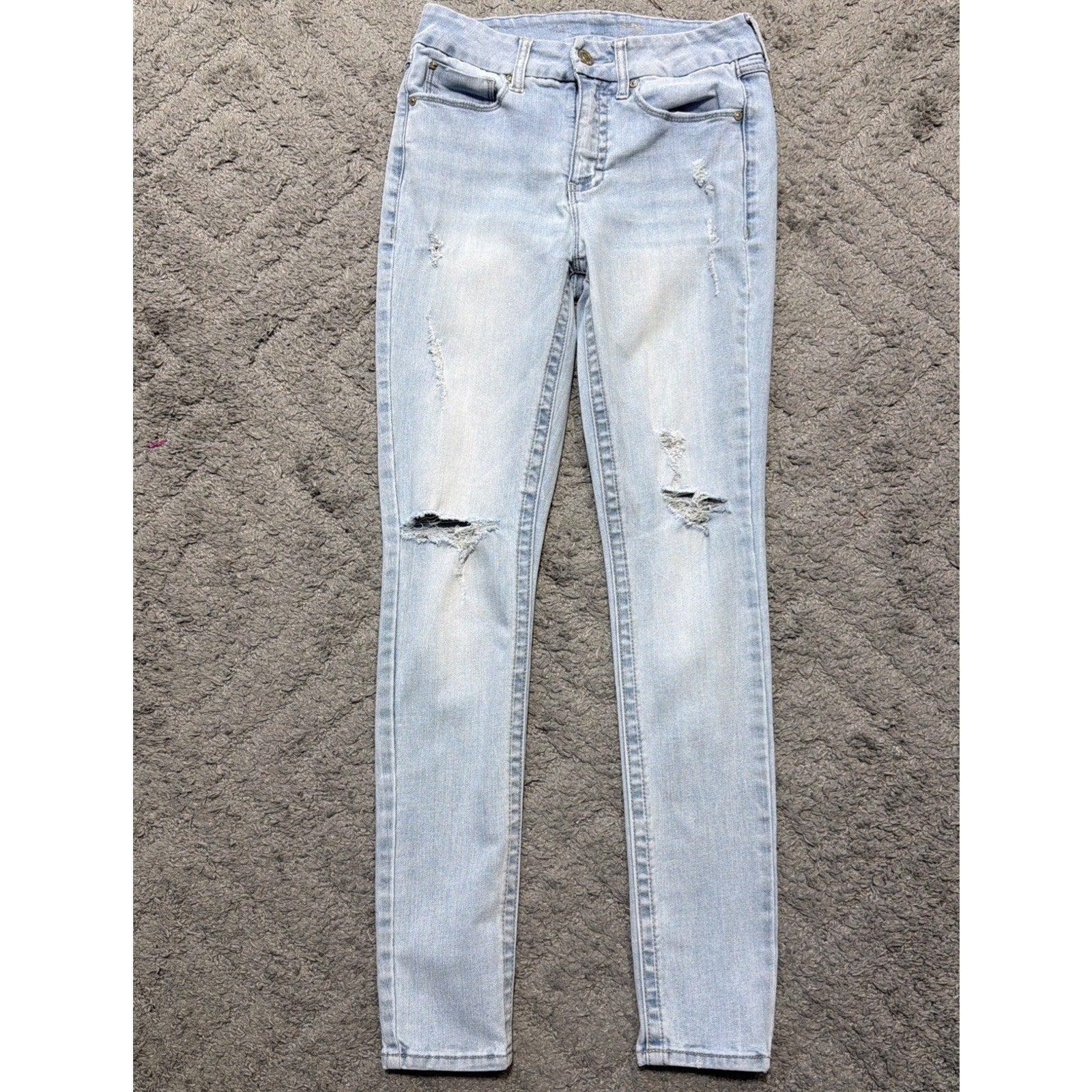 Seven 7 Jeans Womens 6 Blue Tummyless High Rise Skinny Distressed
