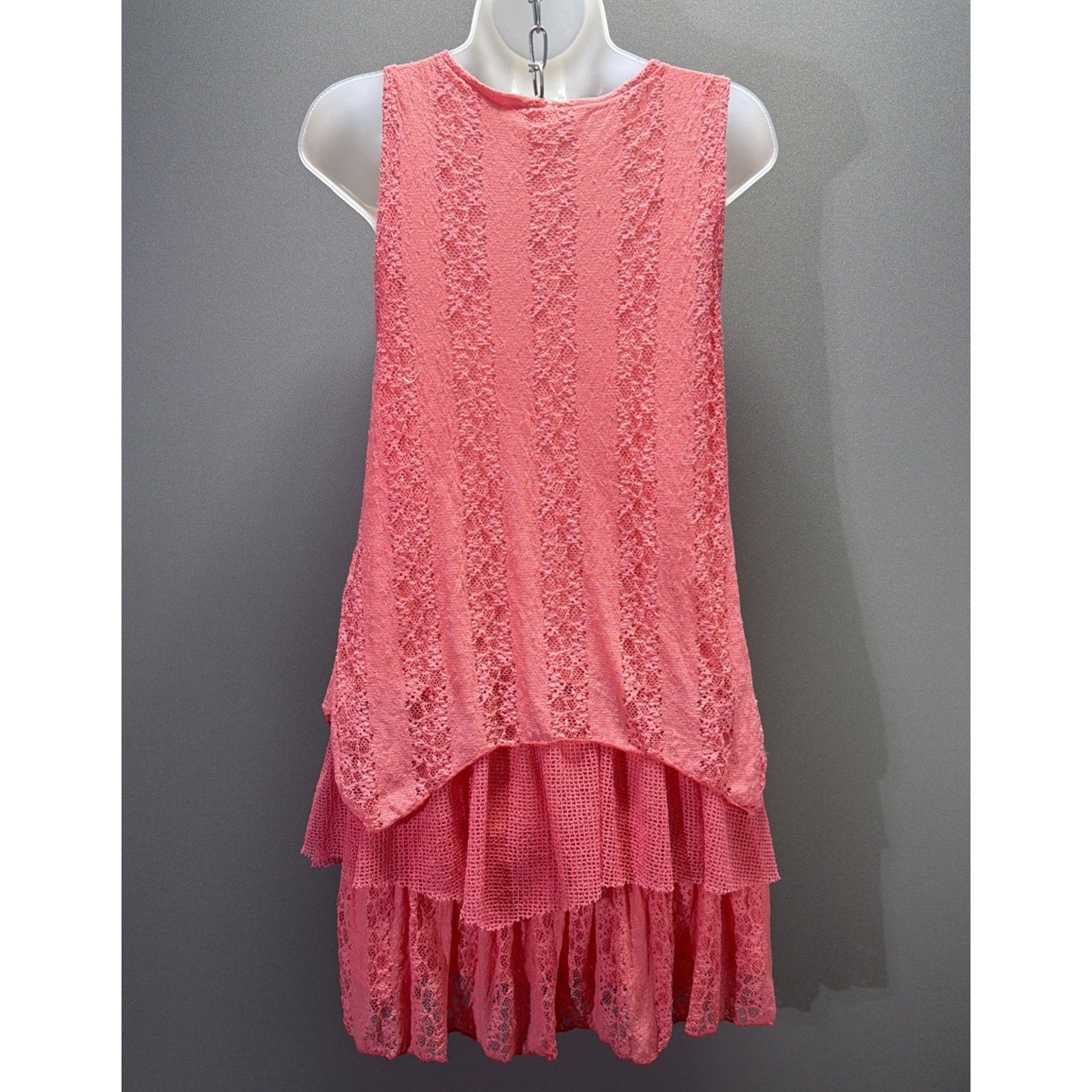 Pretty Angel Tiered Silk Mini Dress Flower Embellishment Size M Stretch Flowy