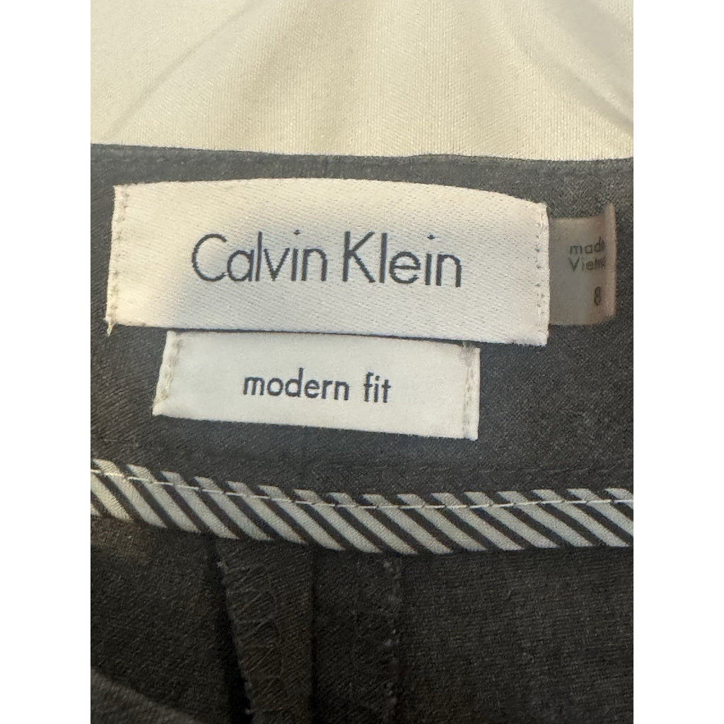 Calvin Klein Modern Fit Pants Womens 8 Gray Career Dress Trousers Stretch Wide