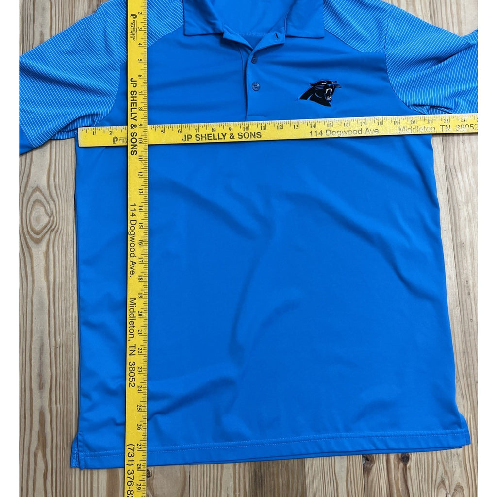 NFL Carolina Panthers Antigua Men's 3 Button Blue Polo Shirt S/S Medium