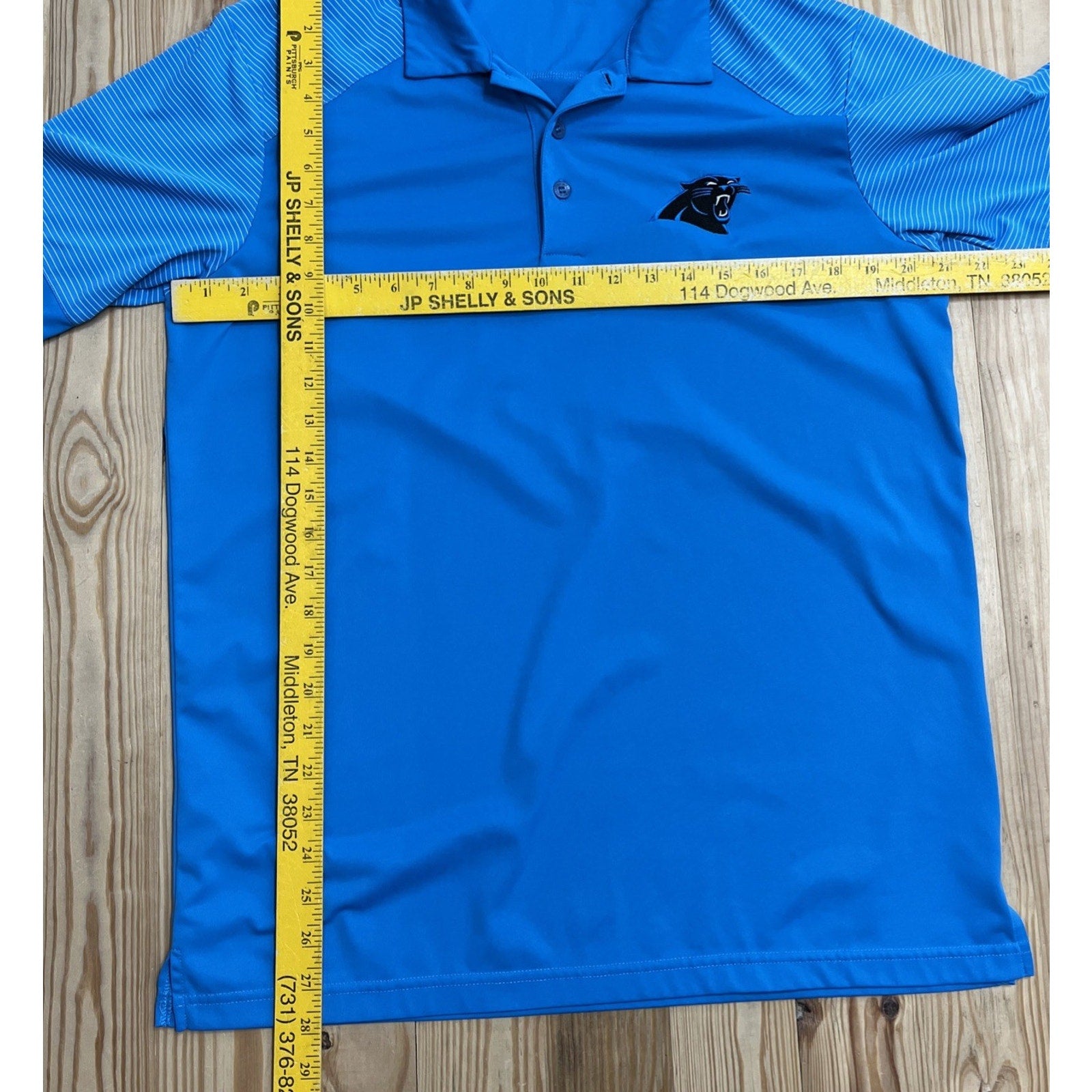 NFL Carolina Panthers Antigua Men's 3 Button Blue Polo Shirt S/S Medium