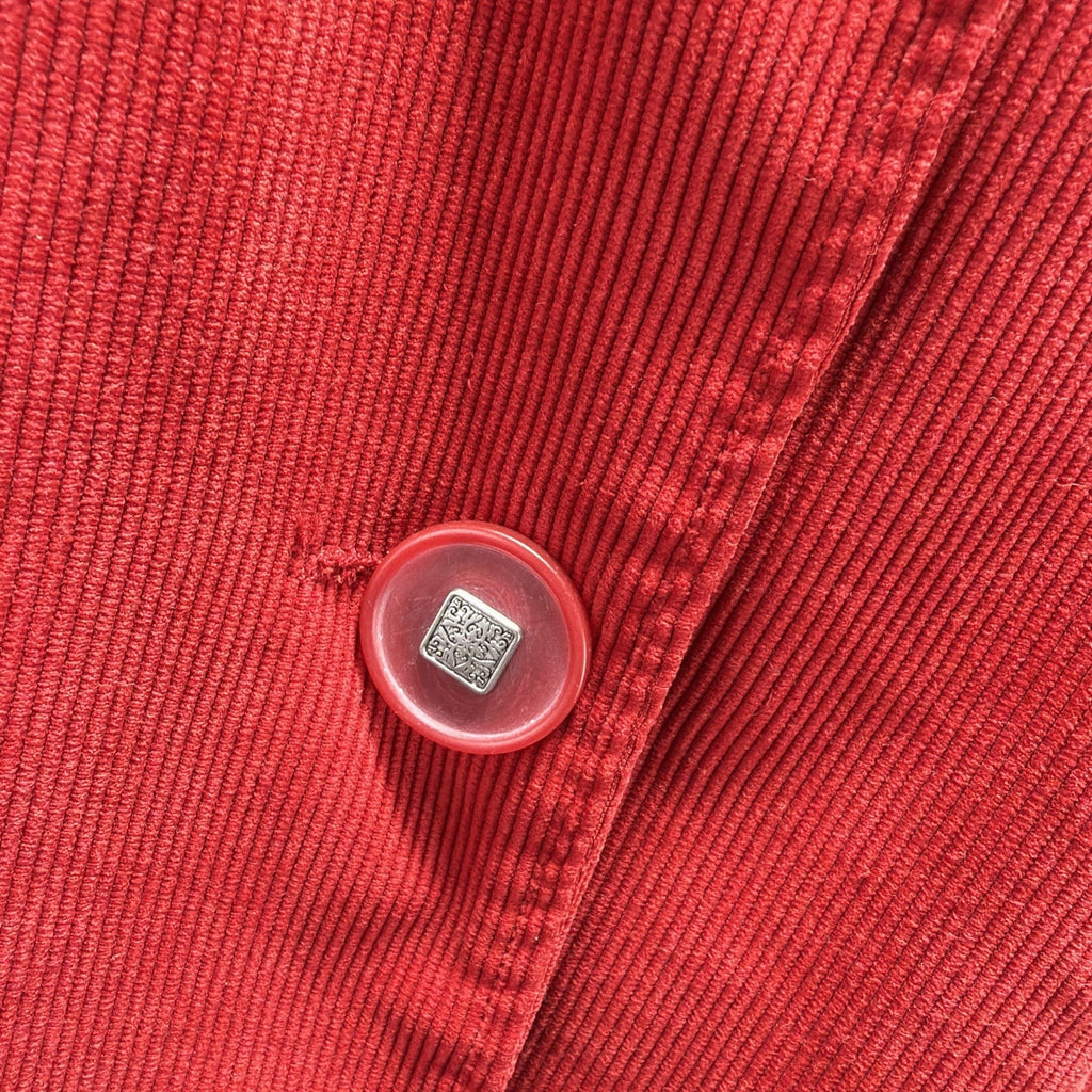 Womens Red Corduroy Button Jacket Blazer Size L by Requirements Career Casual
