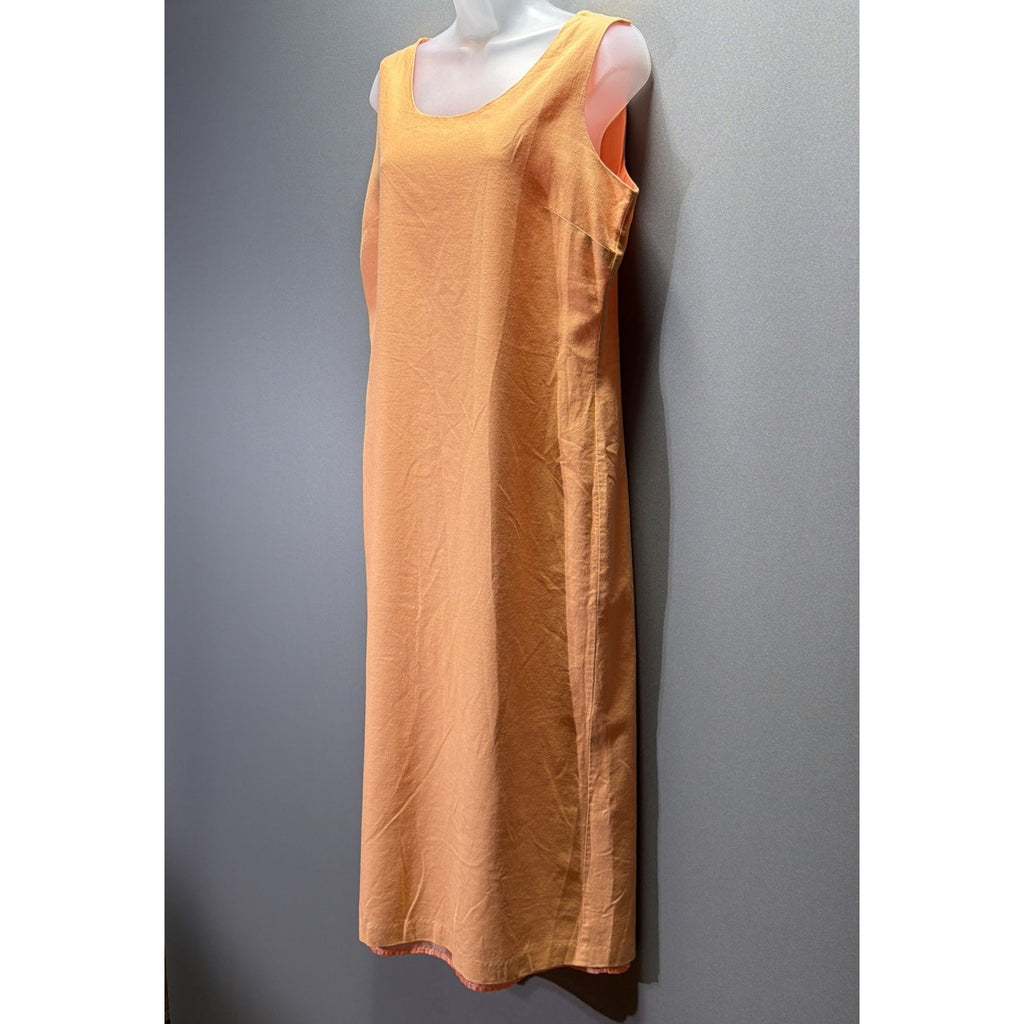 I.S.C. Womens Sleeveless Linen Blend Maxi Shift Dress Medium Peach Vintage