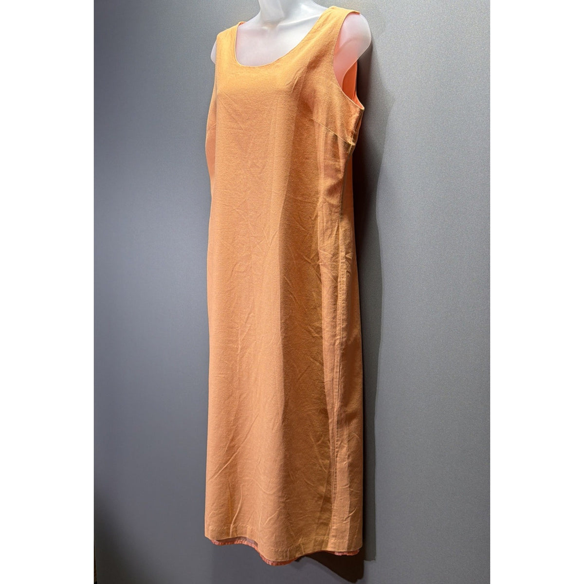I.S.C. Womens Sleeveless Linen Blend Maxi Shift Dress Medium Peach Vintage