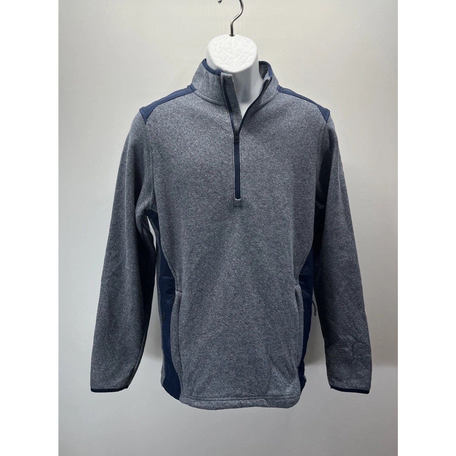 Under Armour Sweater Mens S Gray Fleece Long Sleeve 1/4 Zip Mock Neck Cold Gear