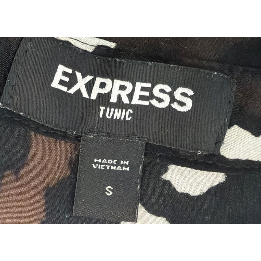 Express Shirt Womens S Black Button Front Long Sleeve Tunic