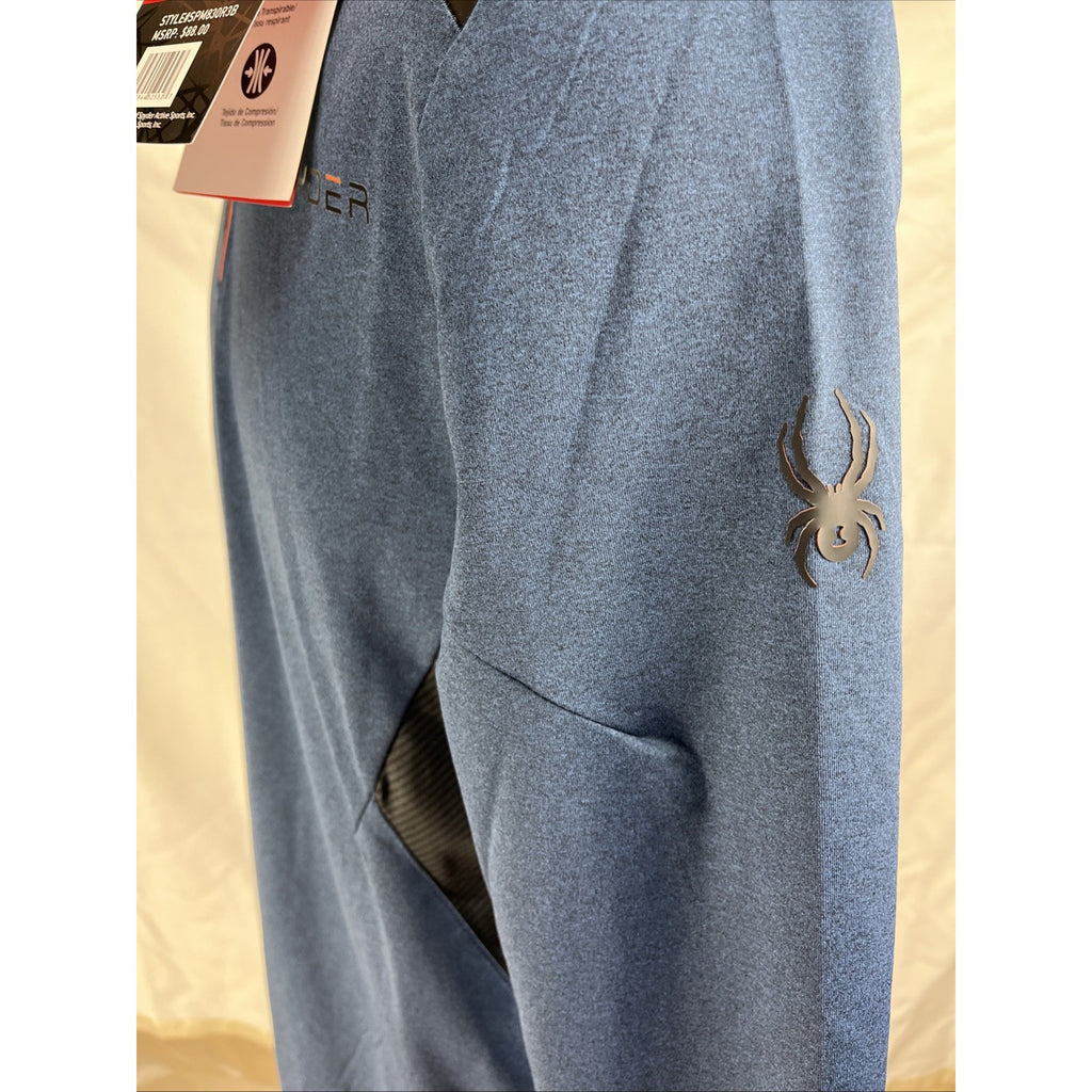 Spyder Active ProWeb Compression 1/4 Zip Pullover Shirt Men's S Blue Black NEW