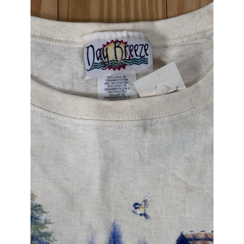 Day Breeze Women's Short Sleeve Cottage Scene Graphics T-shirt Sz 2X made In USA