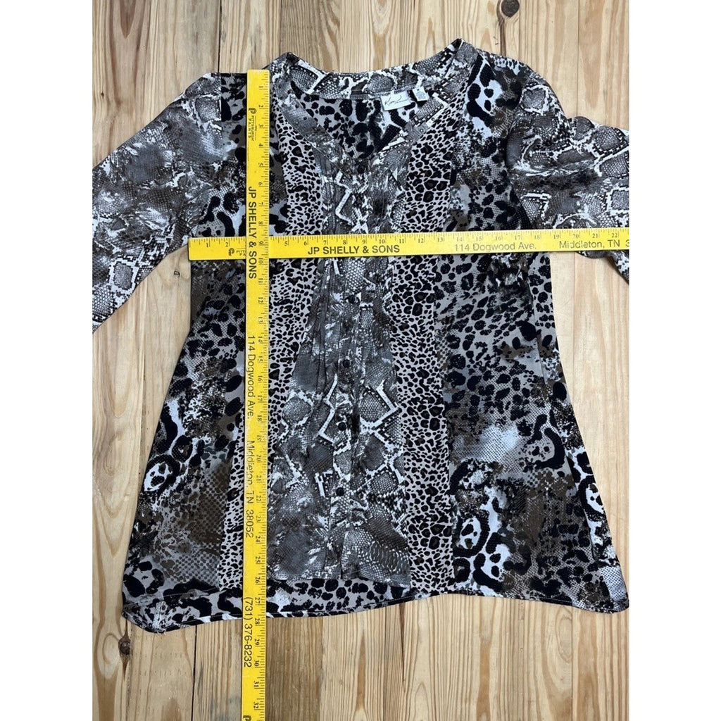 Kim Rogers Animal Print career Tunic blouse Size Medium Polyester